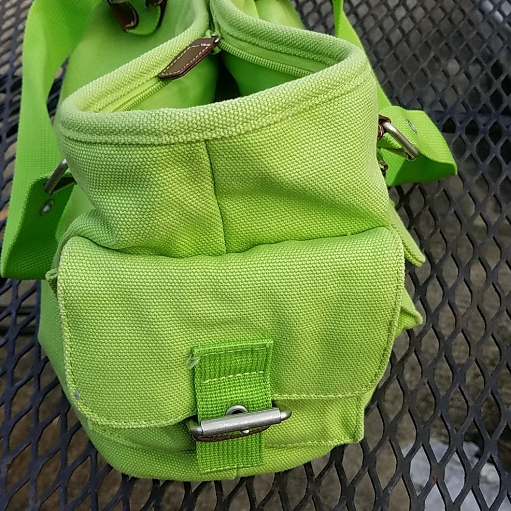 Coldwater Creek Lime Green Canvas Purse - image 3